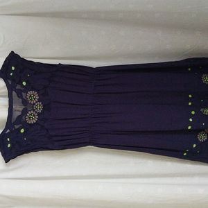 Maeve XS  Embroidered Indigo lightweight Sleeveless Dress